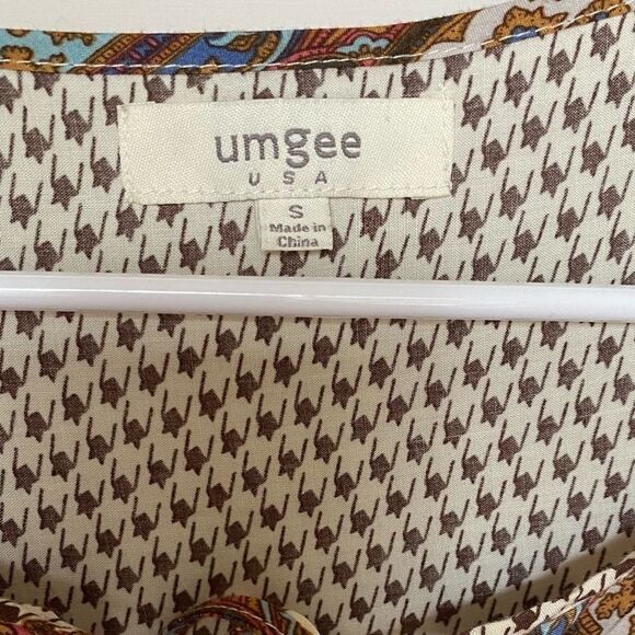 Umgee‎ Boho Houndstooth And Paisley Lace Tunic Top - Picture 3 of 8